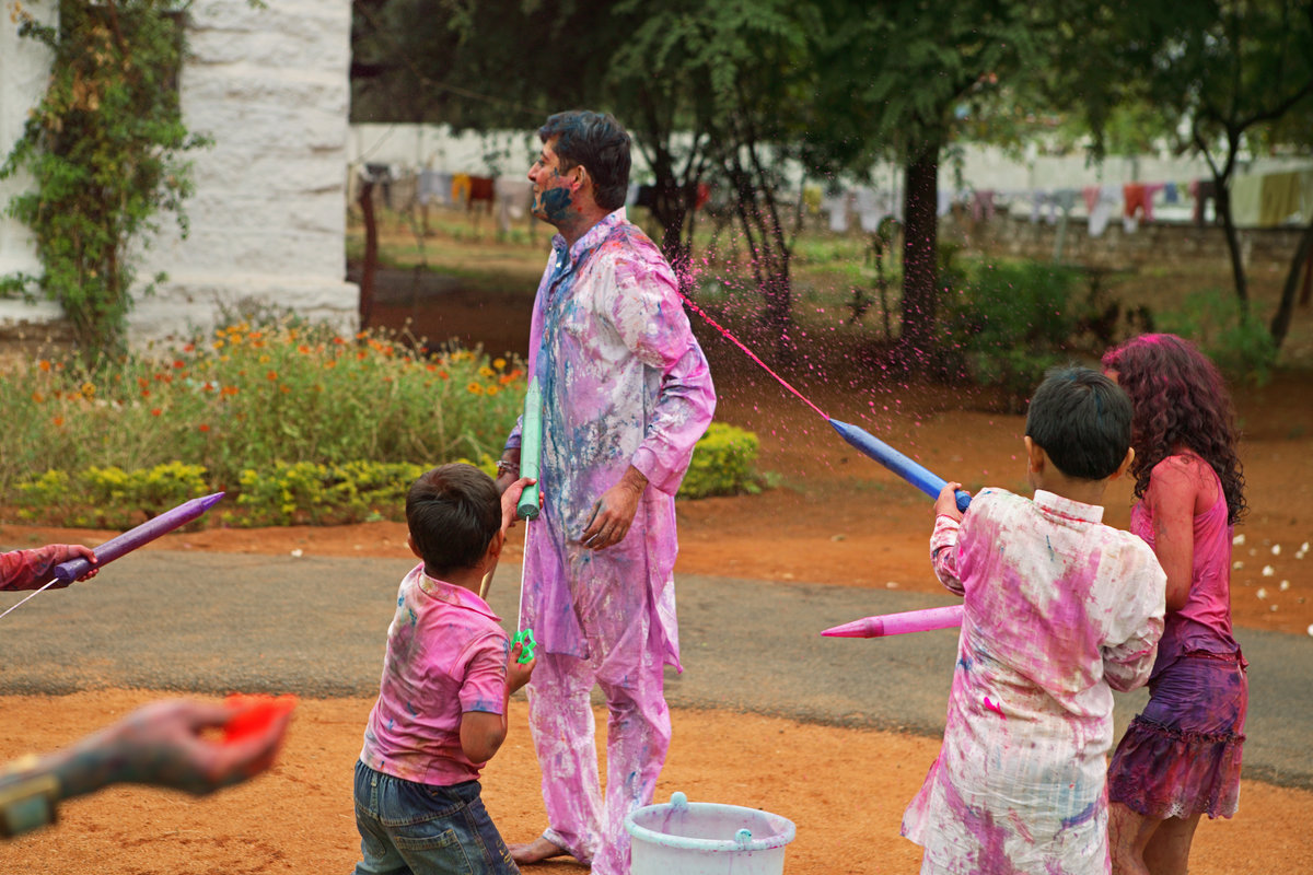 People enjoying Holi