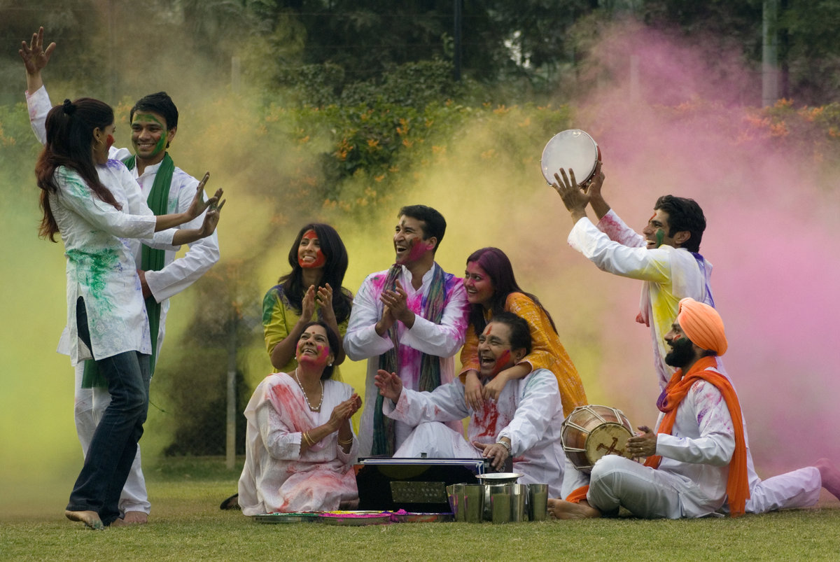 People enjoying Holi