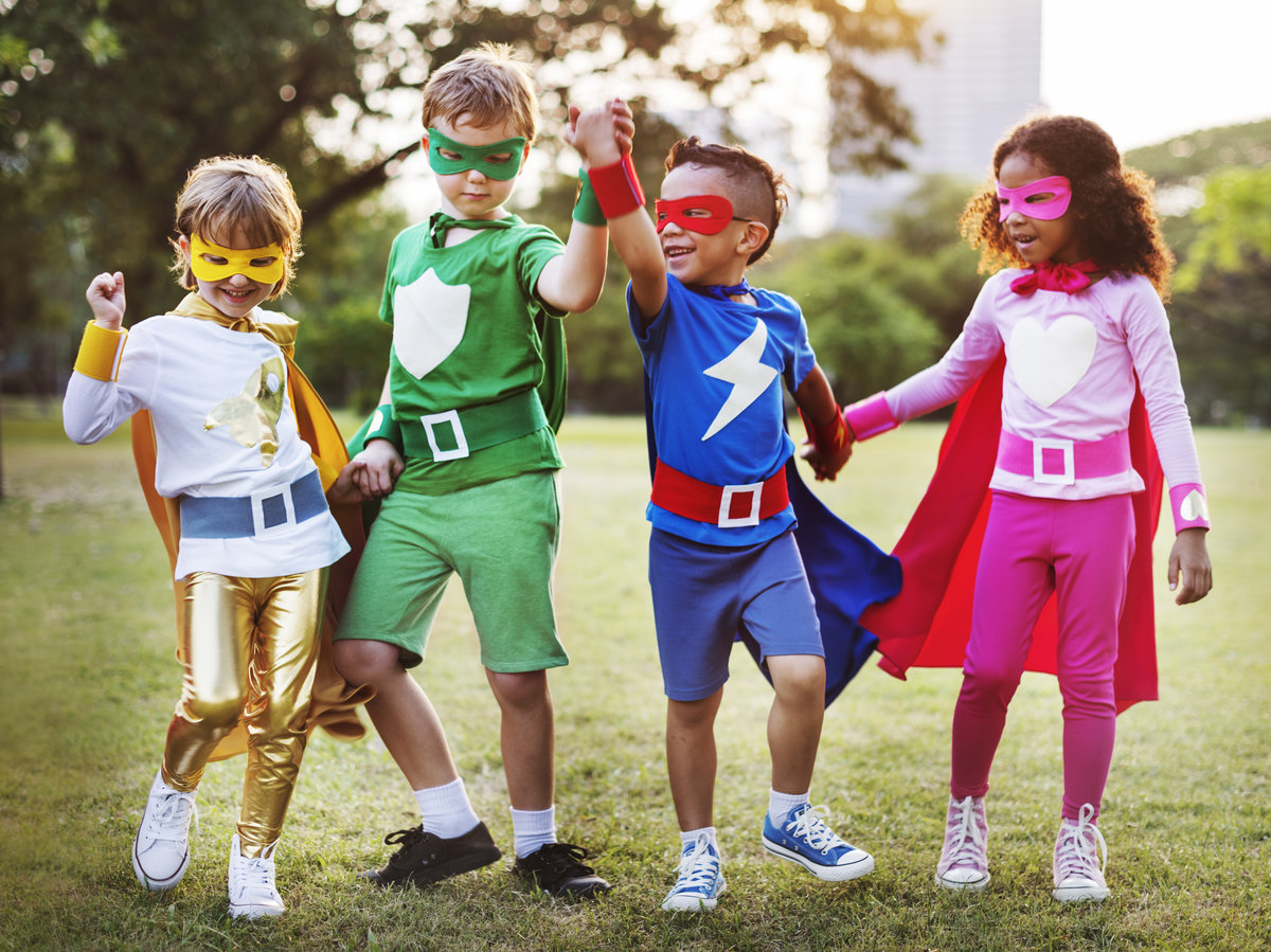 Children dressed as superheroes