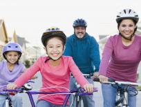 family riding bikes