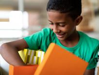 boy opening a present