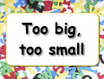 Grammar practice: Too big, too small