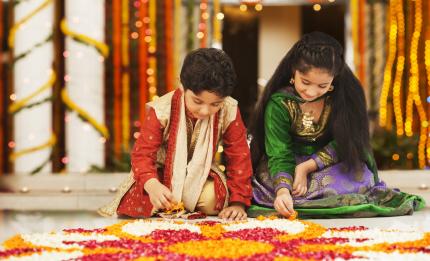 children celebrating Diwali