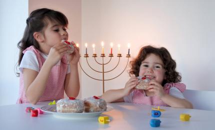 Girls celebrating Hanukkah