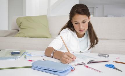 girl doing homework