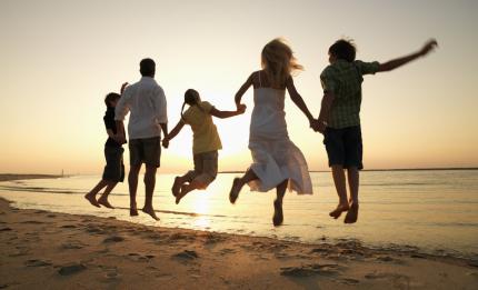 family at the beach