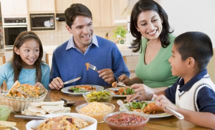 family having dinner