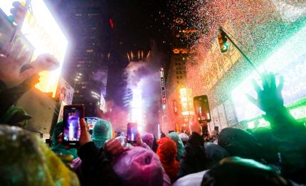 New Year's Eve celebrations in a city