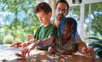 family doing a jigsaw