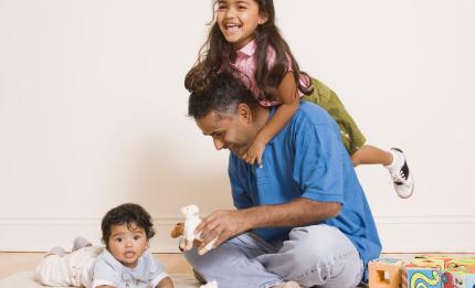 dad with baby and girl