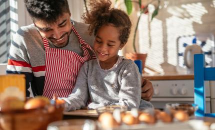 dad and daughter cooking