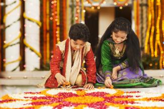 children celebrating Diwali