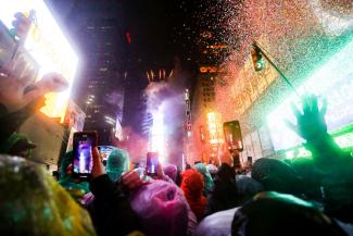 New Year's Eve celebrations in a city