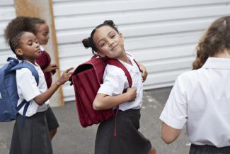 girls wearing school uniform