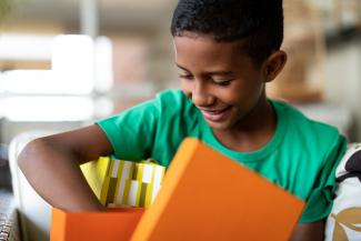 boy opening a present