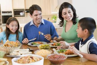 a family eating a meal