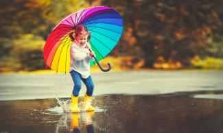 child with umbrella